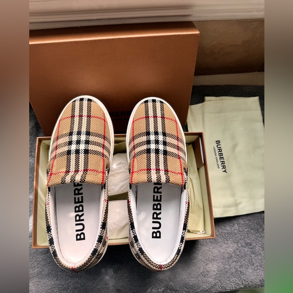 Burberry Women’s Canvas Checkered Loafers